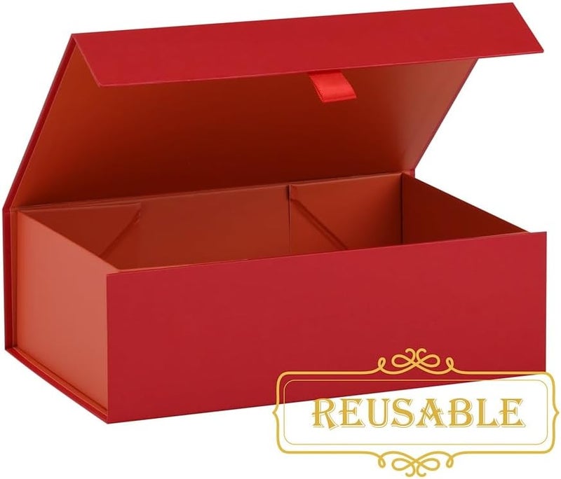 PLINJOY 5 Pcs Red Gift Box for Presents 10.8x7.5x3.5 Inches Magnetic Gift Boxes with Lid Luxury Gift Box for Rectangle Collapsible for Bridesmaid, Wedding, Birthday Gift Packging - Image 2